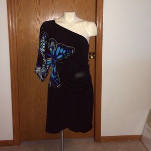 Bisou Bisou blue butterfly dress