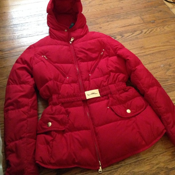 Lauren Ralph Lauren Red Puffer w/ Gold Detail