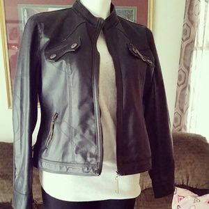 Deep brown faux leather jacket