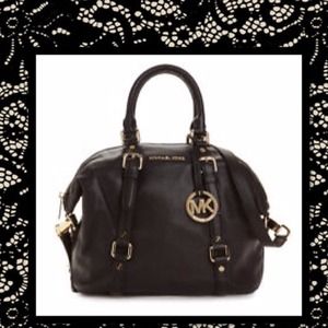 Michael Kors Bedford Satchel Black Leather Handbag