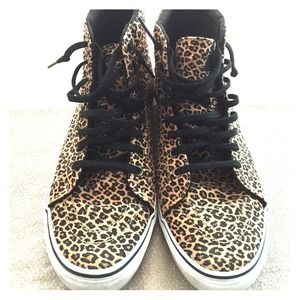 Authentic Vans leopard print shoes