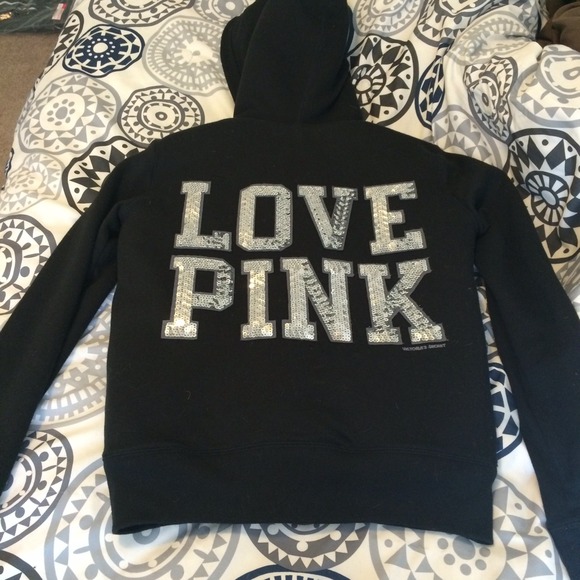 🚫SOLD🚫 VS PINK sequin fur lined hoodie