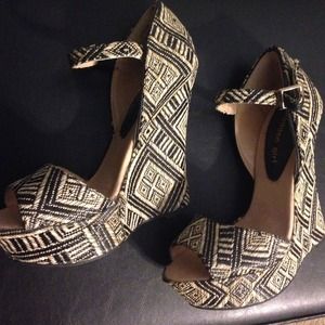 Tan and black wedges