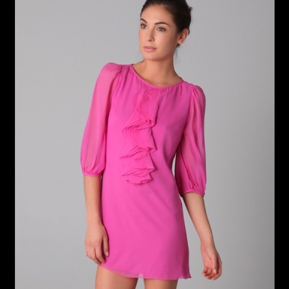 Tibi Hot Pink Ruffled Dress