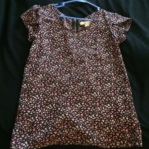 Floral print zipper back tee