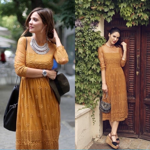 Zara Dresses & Skirts - Zara Carmel embroidered dress