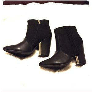 Black fringe booties