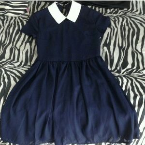 Navy white collared dress