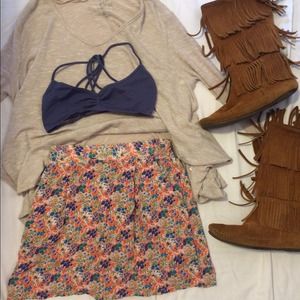 FOREVER 21 // Floral Bright Mini Skirt