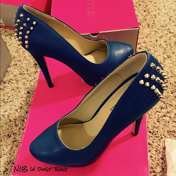 💙Cobalt💙blue pumps w gunmetal grey spikes BADASS - Picture 3 of 4