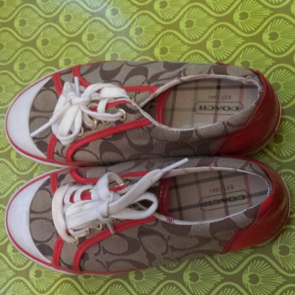 Red and Tan Coach Shoes