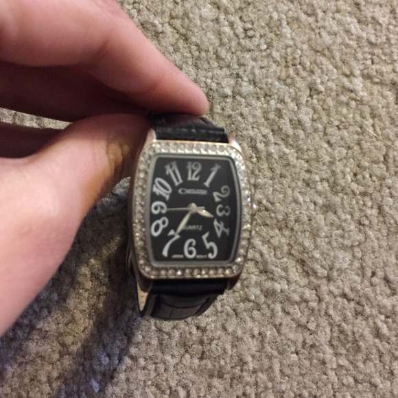 Black snakeskin watch