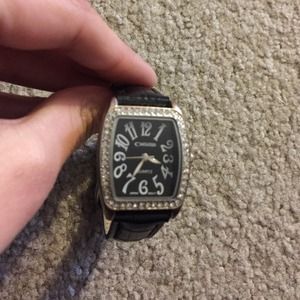 Black snakeskin watch