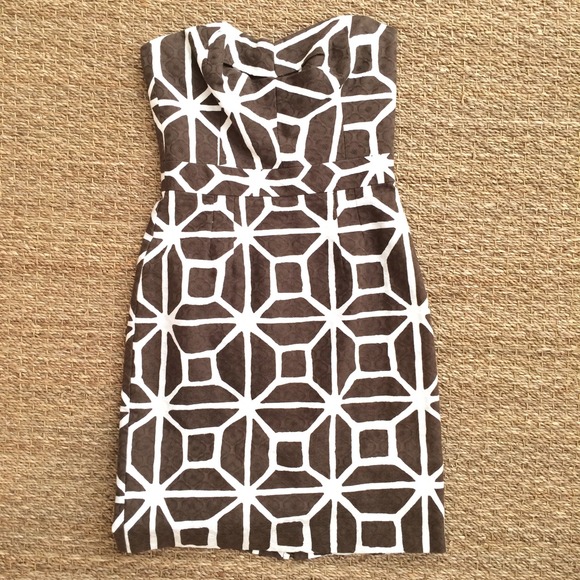 Trina Turk Brown and White Strapless Dress