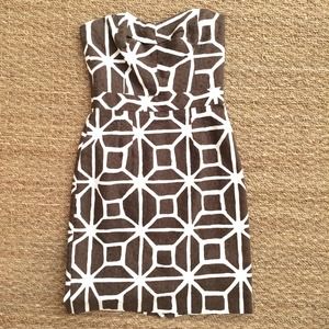 Trina Turk Brown and White Strapless Dress