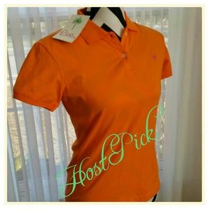 Lilly Pulitzer Shrunken Polo in Ginger Orange