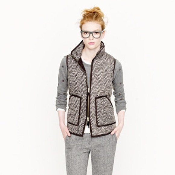J. Crew Factory Herringbone Excursion Puffer Vest