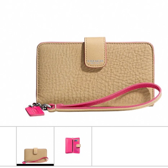 COACH Bleecker Edgepaint Phone Wallet Carmel pink