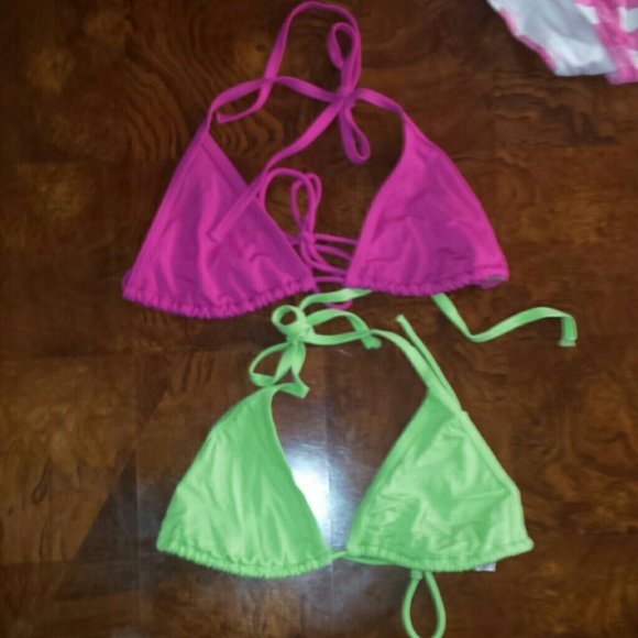 Victoria Secret Pink and Green Bikini Tops