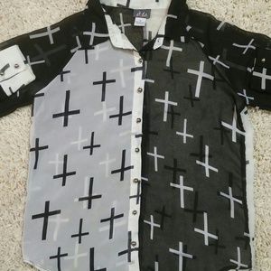 Black and white high low shirt