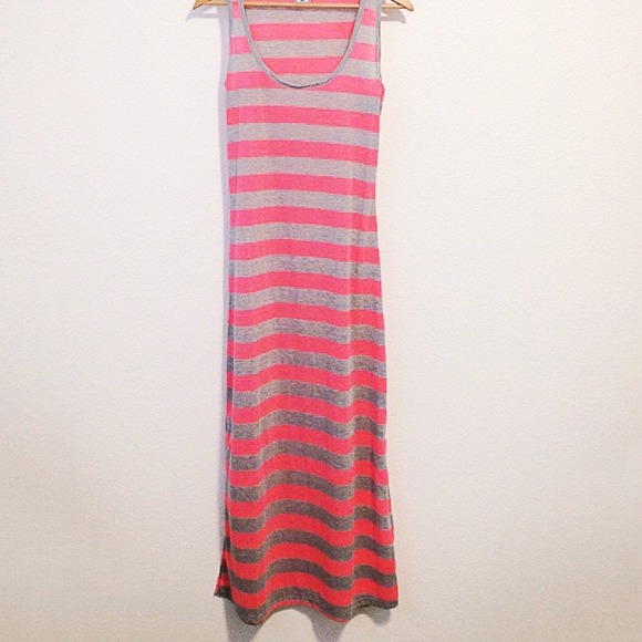 Pink/Grey Stripe Maxi Dress - Picture 3 of 3