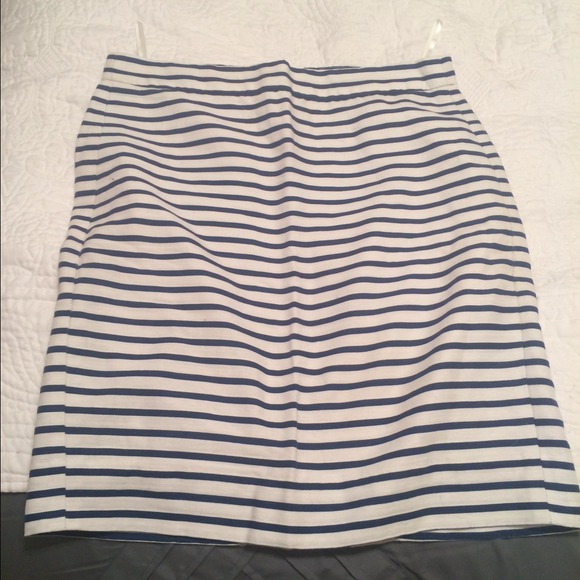 Navy Striped J. Crew Pencil Skirt
