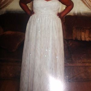 Ivory, gold sequence glittery dress