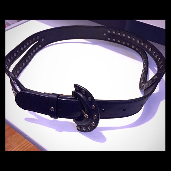 Black botkier leather studded tiny waist belt xs