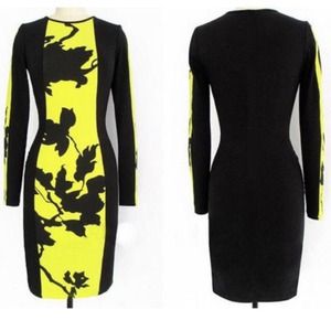 Floral Print Color Block Evening Dress