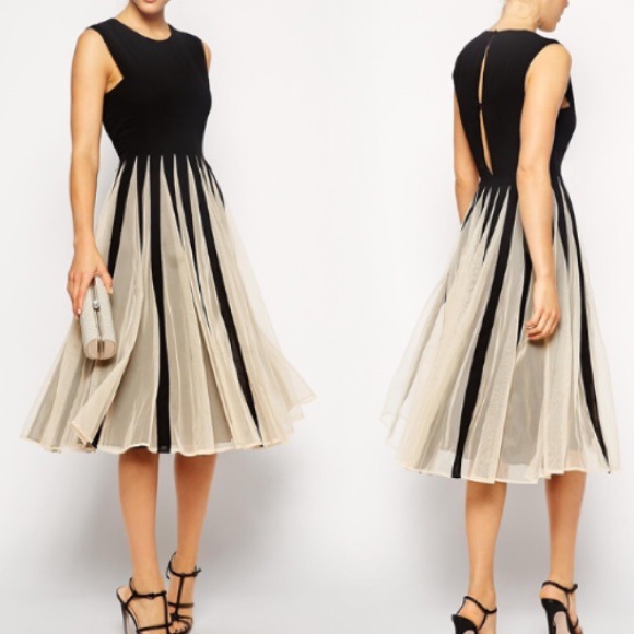 Draped Chiffon Color Block Sleeveless Dress