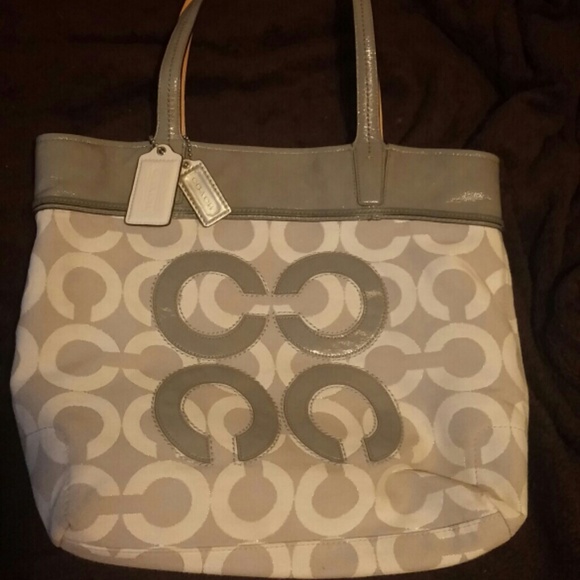 Coach Audrey op art lurex pique leigh slim tote