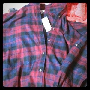Plaid flannel tunic. Size small, never worn