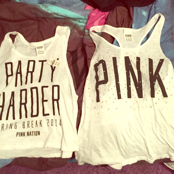Two white Pink tank tops