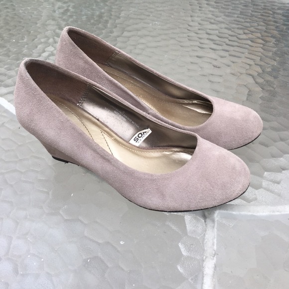 Grey suede wedges