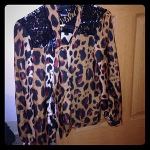 Cheetah print button down shirt