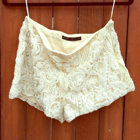 ZARA BEADED AND LACE SHORTS