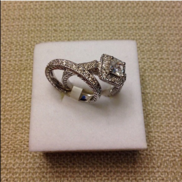 🆕 3.9ct (2pc) Vintage Antique Wedding Set - Picture 3 of 4