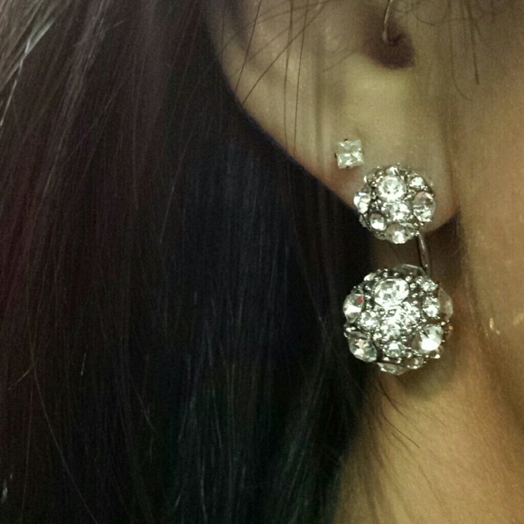 Rhinestone double circle earrings