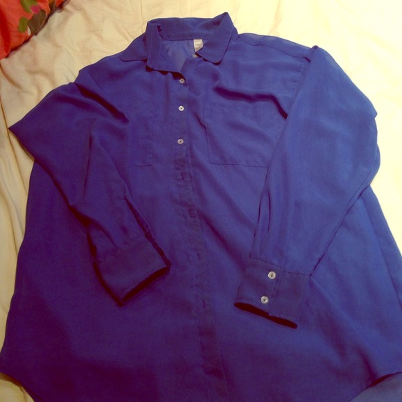 Oversized royal blue button up shirt from AA