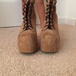 Jeffrey Campbell tan suede heels