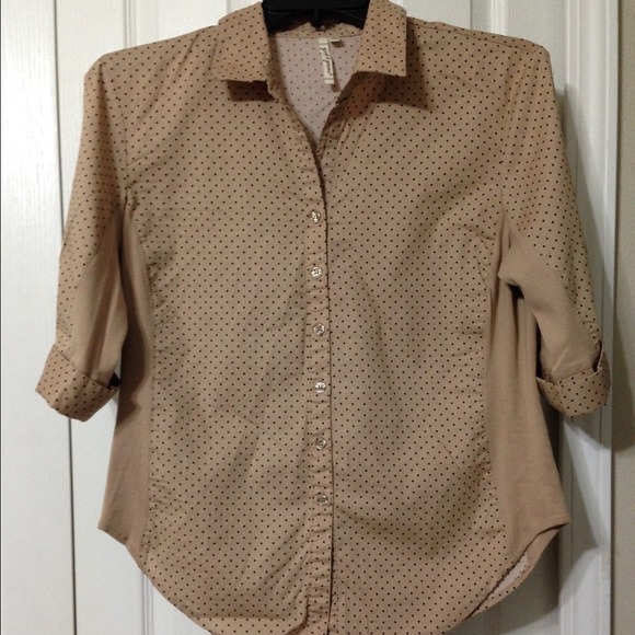 Brown and black polkadot button down