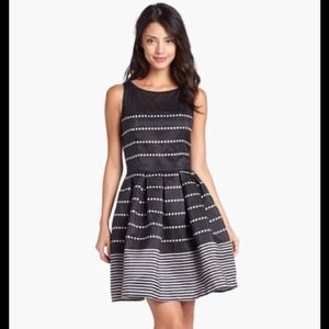 SOLD Taylor Fit & Flare Black Polka Dot Dress Sz 8