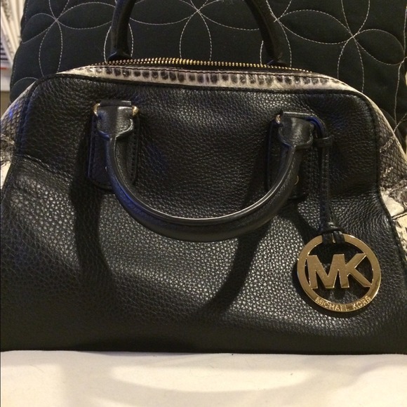 Michael Kors black and snake print handbag