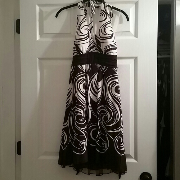 Brown and white halter dress
