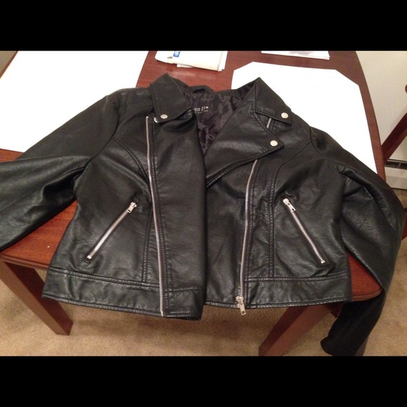 Plus size faux leather jacket