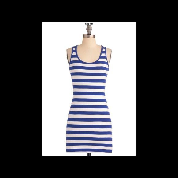 Blue And White Tunic Tank