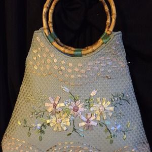 Cute cloth purse w/ bamboo handles