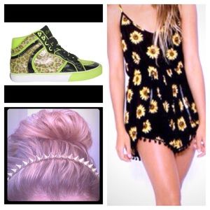 🎉2 X HP Pick 2/5/2015🎉 NWOT Sunflower Pom Romper