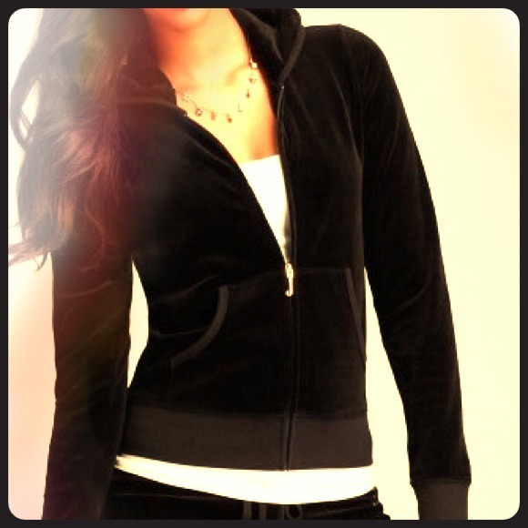 Juicy Couture Black Velour Zip Up XL