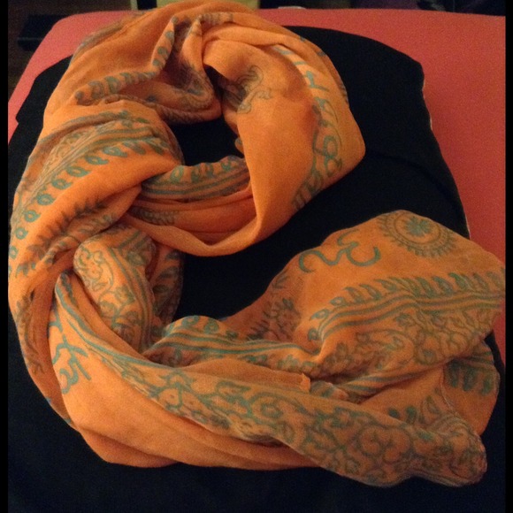 Blue and Coral Scarf